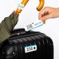 Preview: Bedruckte selbstklebende Garderobenmarke Garderobenticket 3-teilig an Koffer, Schirm und mit Gästeabschnitt